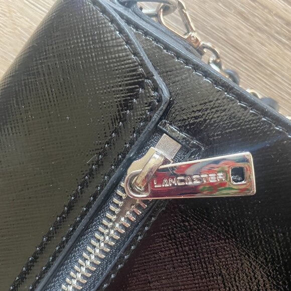 Lancaster Women's Black Leather Crossbody Purse Bag 8" x 7"! - Picture 10 of 11